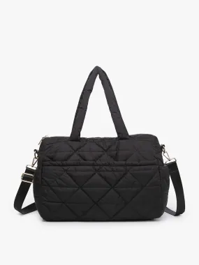 Billie Quilted Nylon Satchel-Black