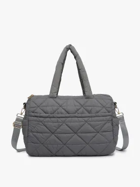 Billie Quilted Nylon Satchel-Grey