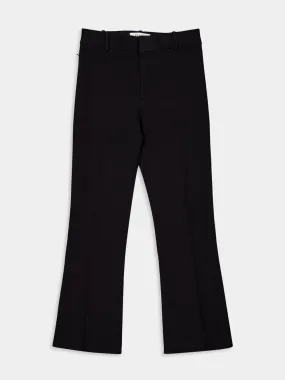 Black Cropped Boot-Cut Trousers