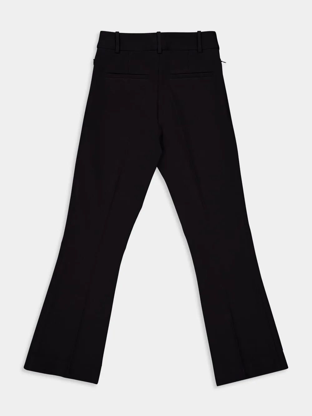 Black Cropped Boot-Cut Trousers