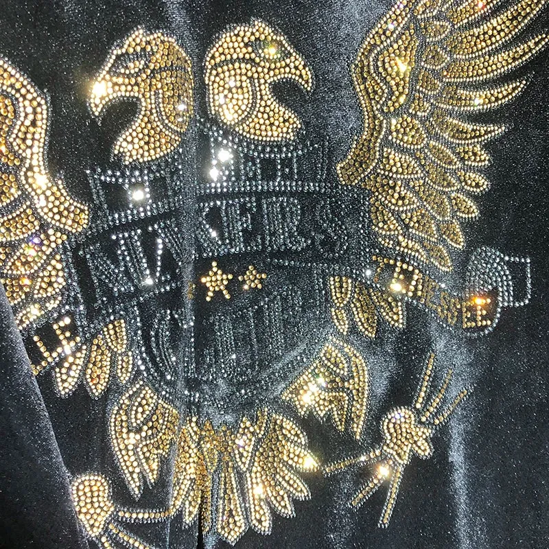 Black Golden Velvet Long Sleeve T-Shirt