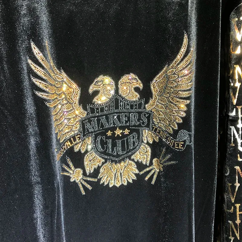 Black Golden Velvet Long Sleeve T-Shirt