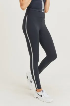Black Leggings With Grey Stripe