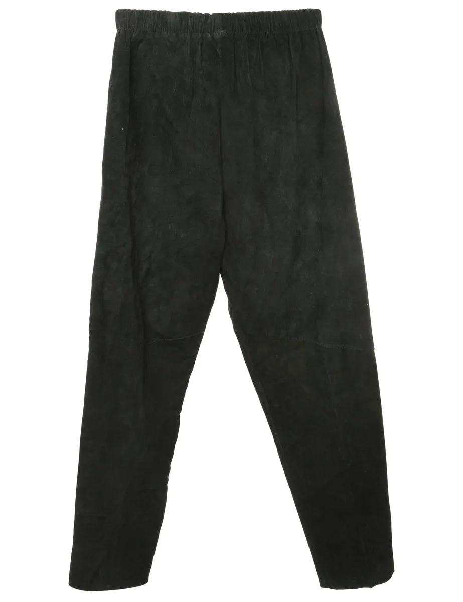 Black Suede Trousers - W26 L28