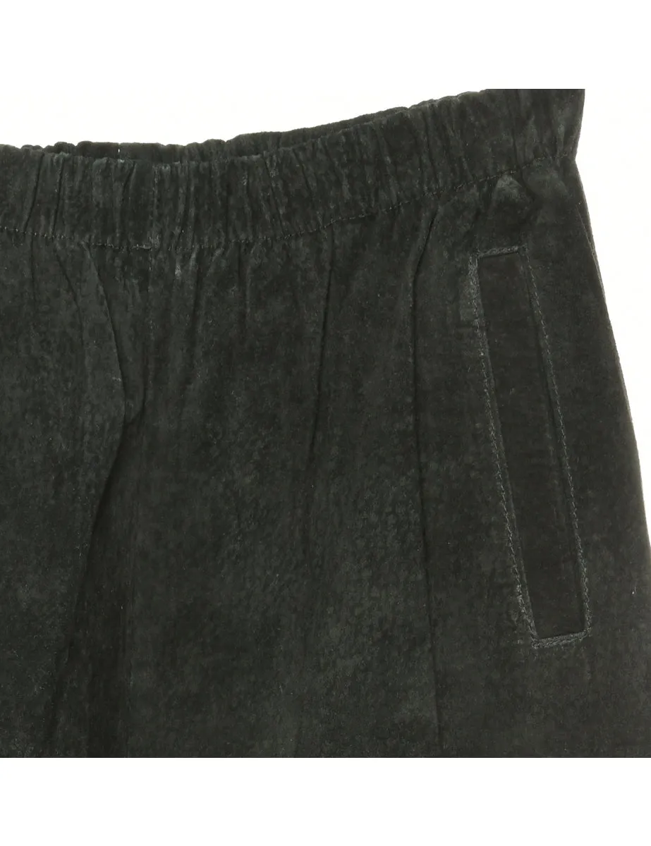 Black Suede Trousers - W26 L28