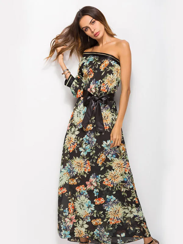 Bohemian One-shoulder Print Dress