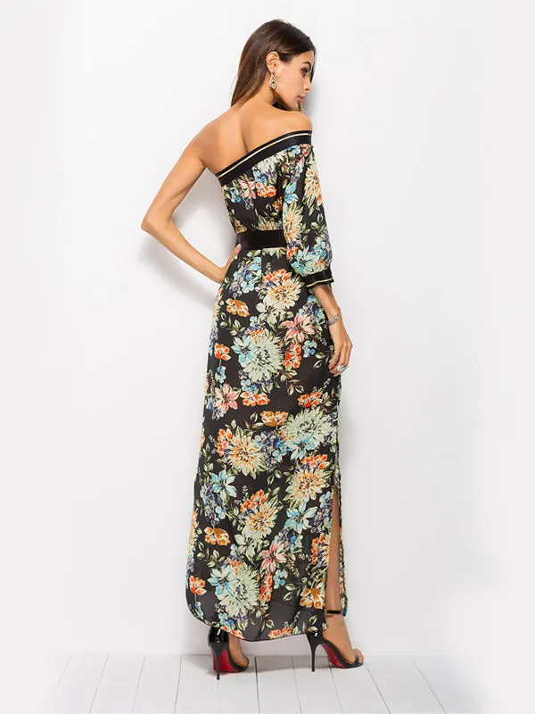 Bohemian One-shoulder Print Dress