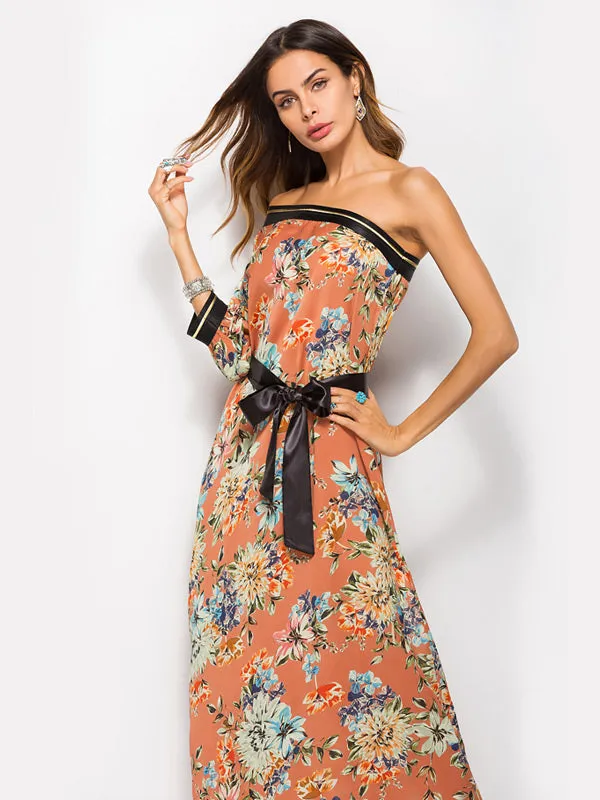 Bohemian One-shoulder Print Dress