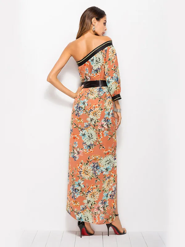 Bohemian One-shoulder Print Dress