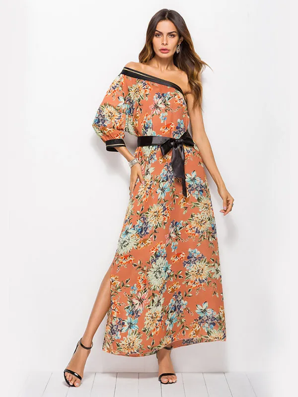 Bohemian One-shoulder Print Dress