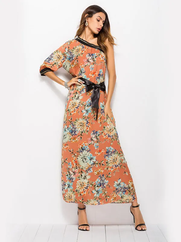 Bohemian One-shoulder Print Dress