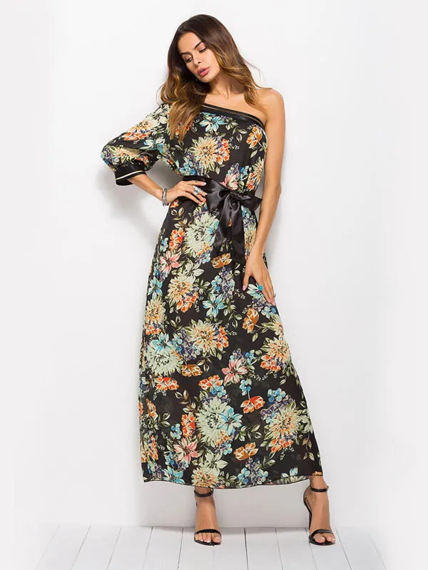 Bohemian One-shoulder Print Dress