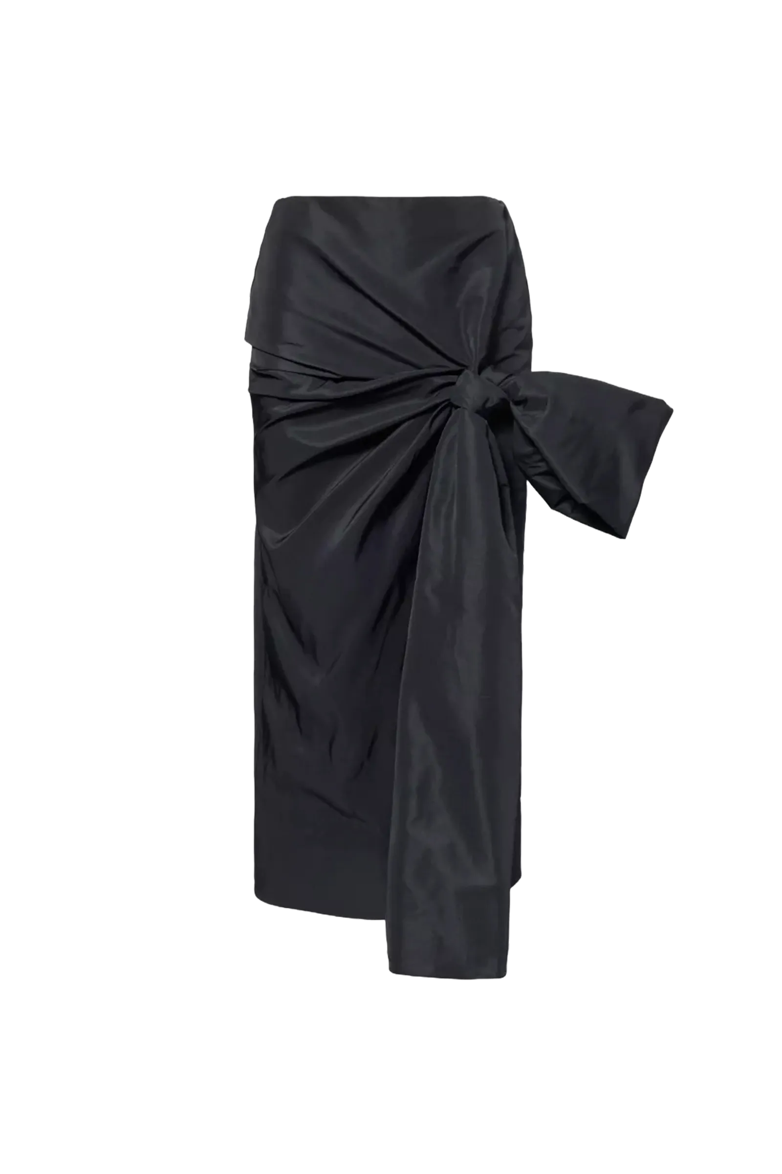Bow-embellished slim-fit woven midi skirt
