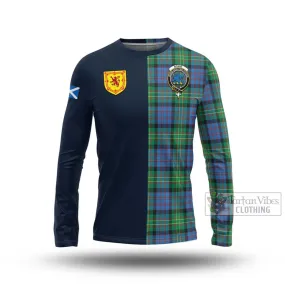 Bowie Ancient Tartan Long Sleeve T-Shirt Alba with Scottish Lion Royal Arm Half Style