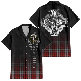 Brodie Dress Tartan Short Sleeve Button Up Shirt Featuring Alba Gu Brath Family Crest Celtic Inspired