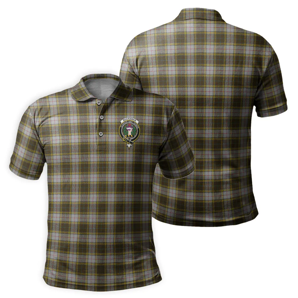 Buchanan Dress Tartan Men's Polo Shirt with Family Crest