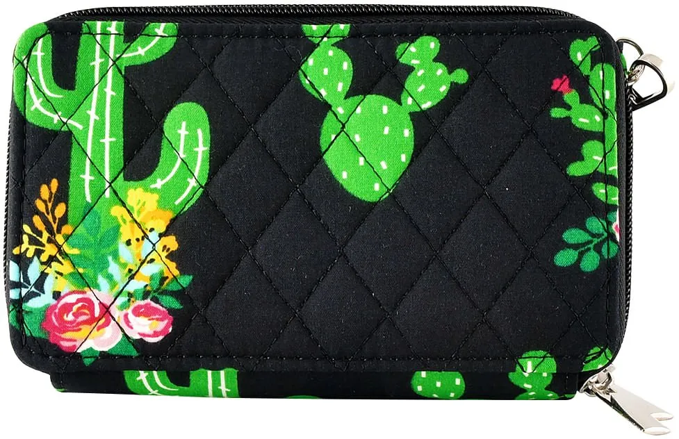 Cactus Garden Quilted Crossbody Organizer Clutch