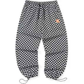 Checkerboard Label Stretch Rope Casual Pants