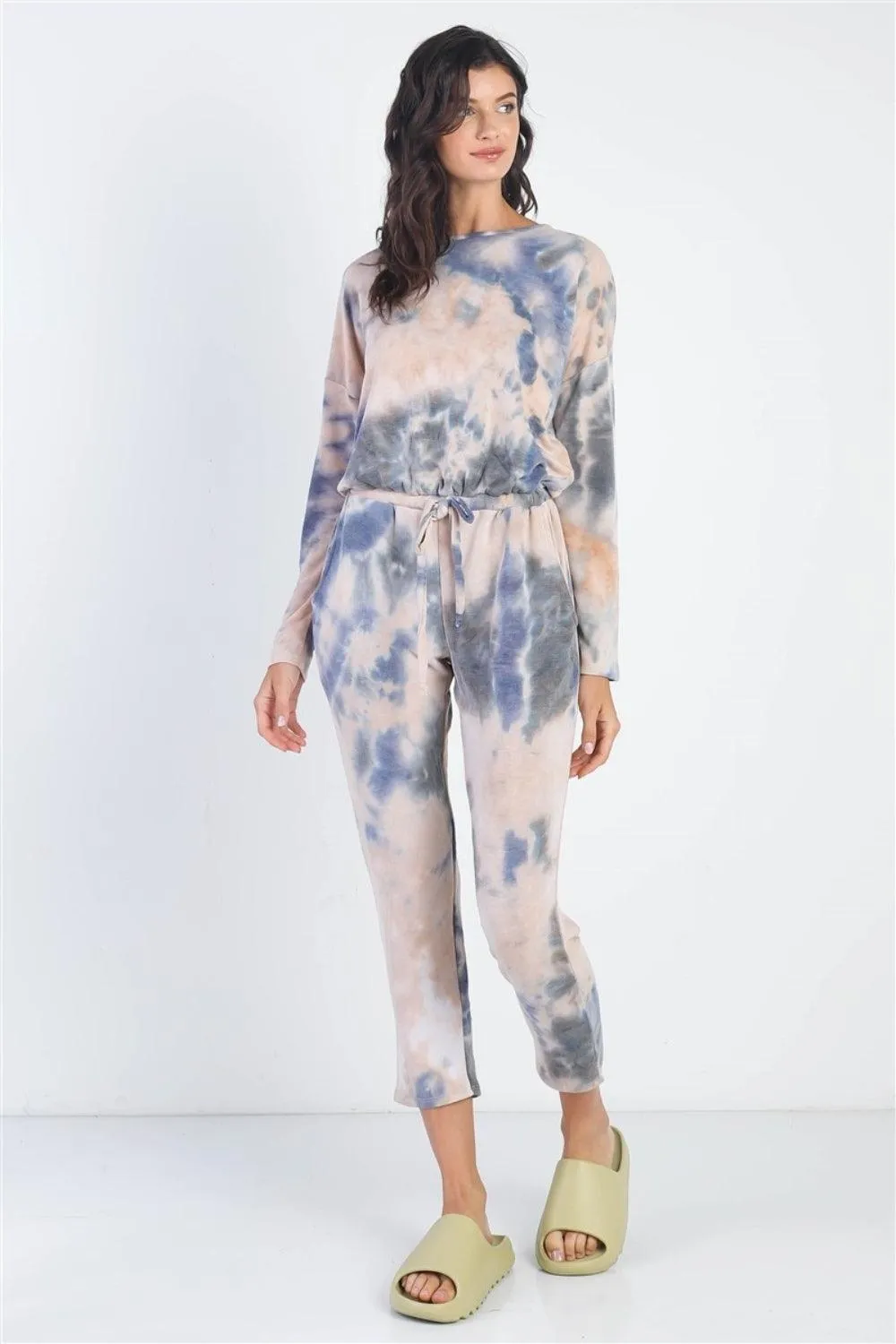 Cherish Jumpsuit Tie-Dye Round Neck Long Sleeve Overalls