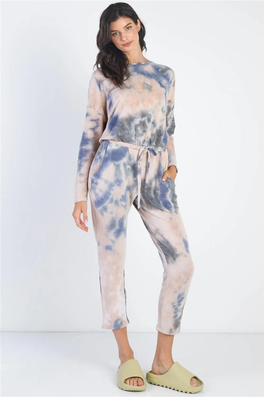 Cherish Jumpsuit Tie-Dye Round Neck Long Sleeve Overalls