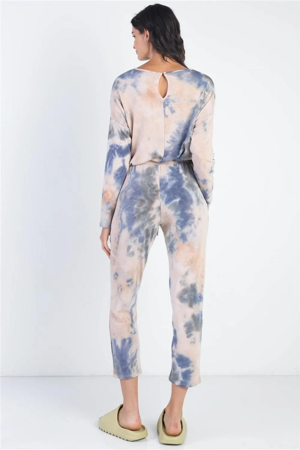 Cherish Jumpsuit Tie-Dye Round Neck Long Sleeve Overalls
