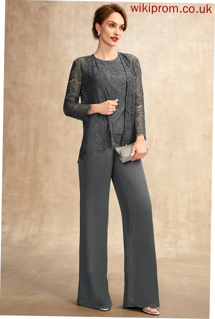 Chiffon Precious Mother Jumpsuit/Pantsuit Scoop Neck Bride Dress Lace Mother of the Bride Dresses Floor-Length of the