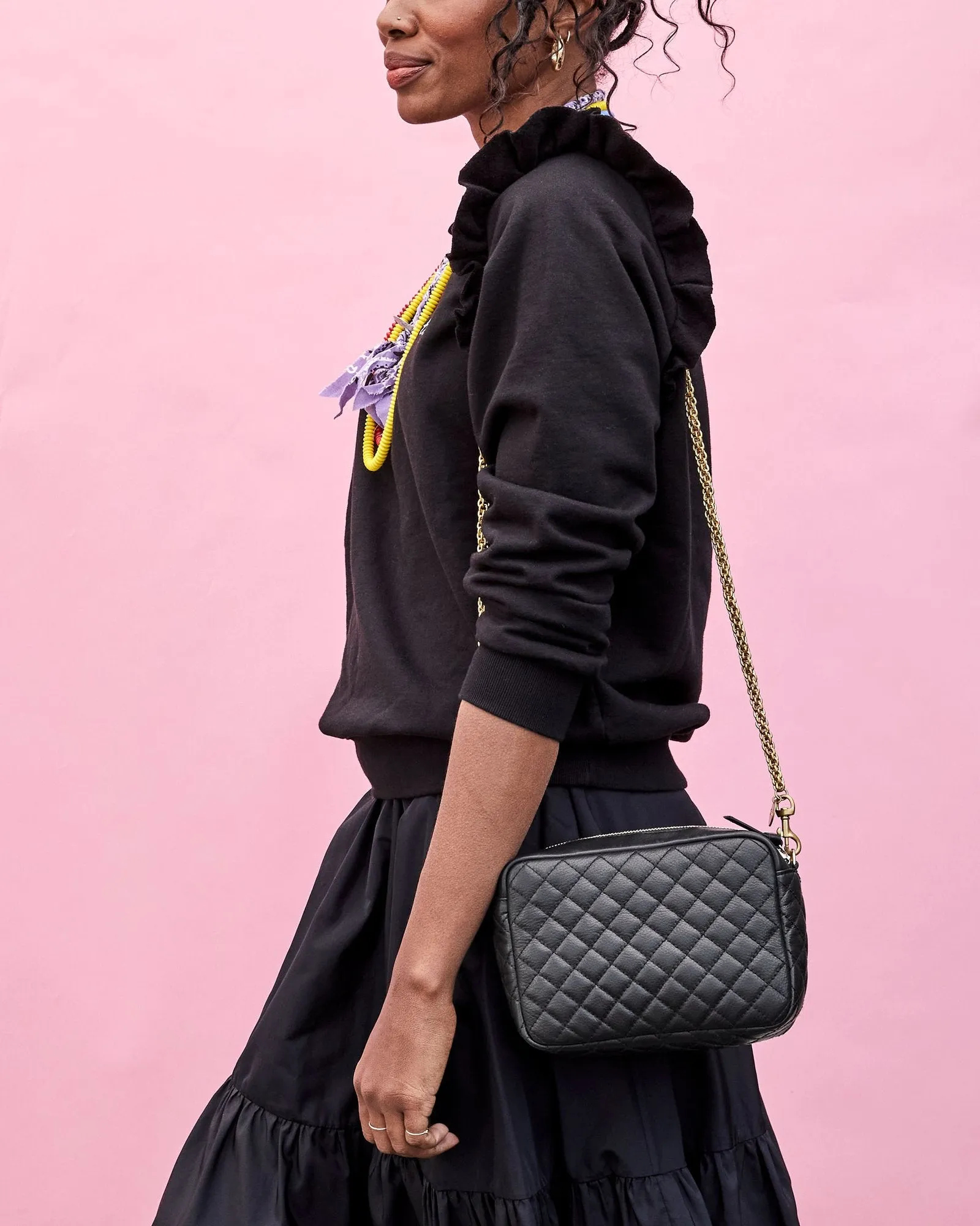 Clare V. - Midi Sac in Black Quilted Fantastic