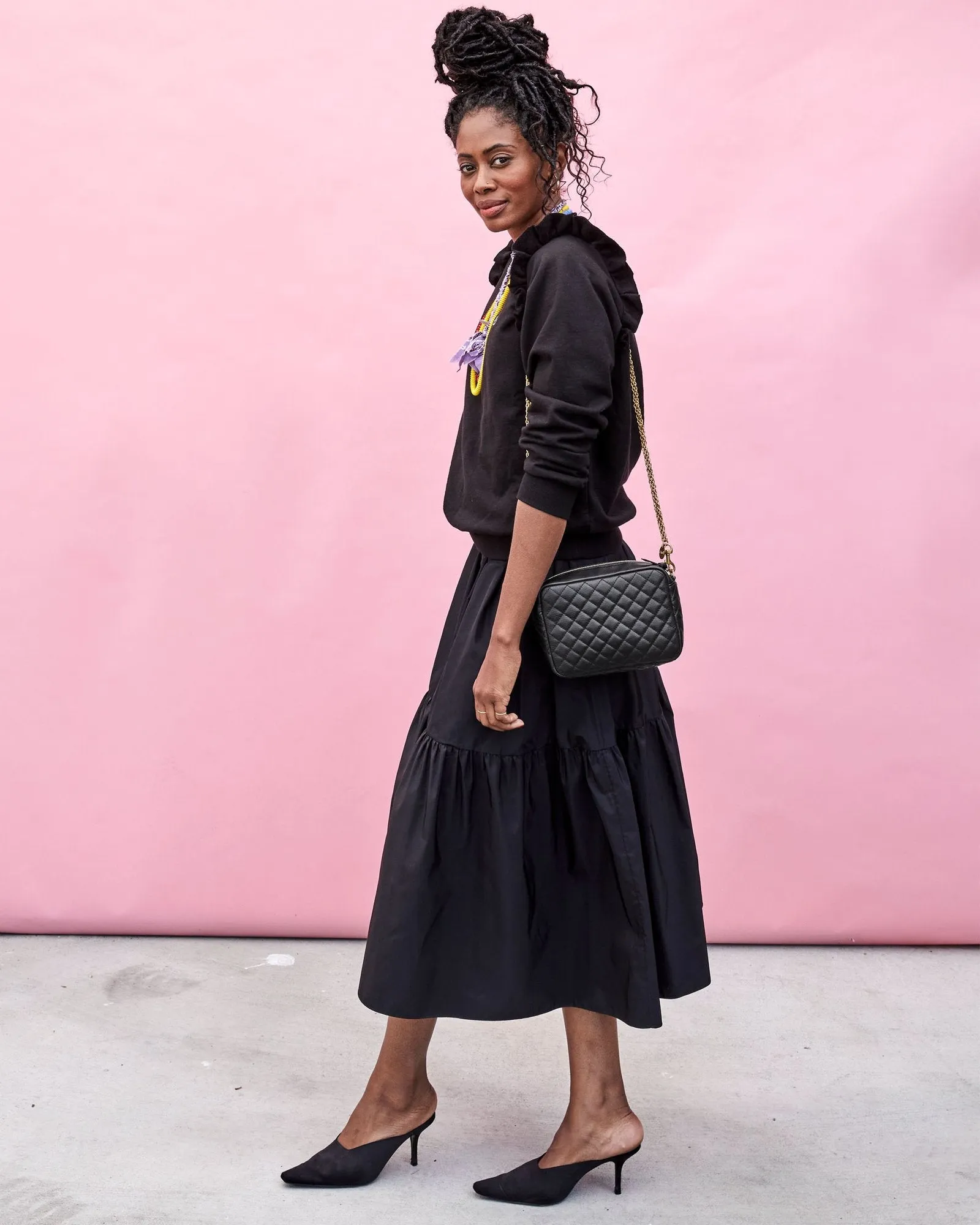 Clare V. - Midi Sac in Black Quilted Fantastic