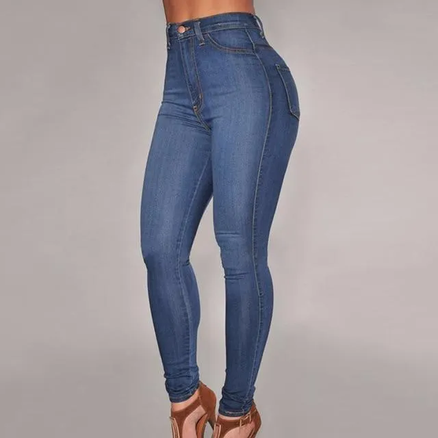 Classic High Waist Skinny Jeans - Dark Denim