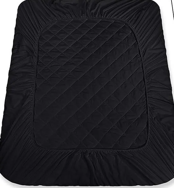 Cotton Quilted Waterproof Mattress Cover - Black