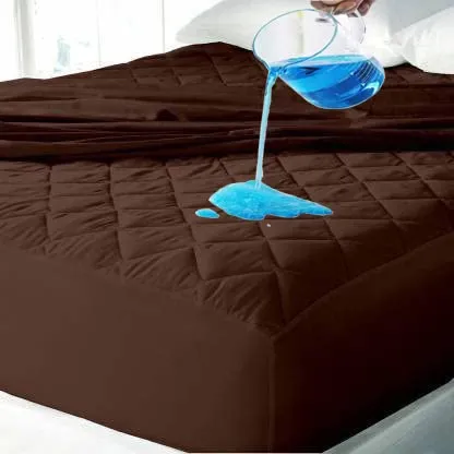 Cotton Quilted Waterproof Mattress Cover - Brown