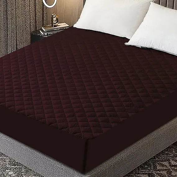 Cotton Quilted Waterproof Mattress Cover - Brown