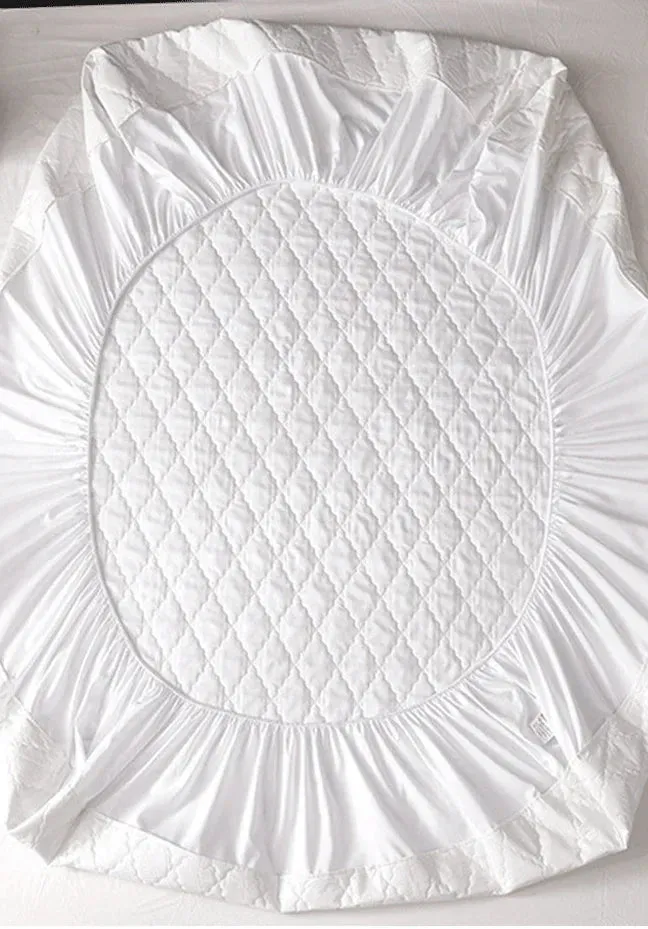 Cotton Quilted Waterproof Mattress Cover - White