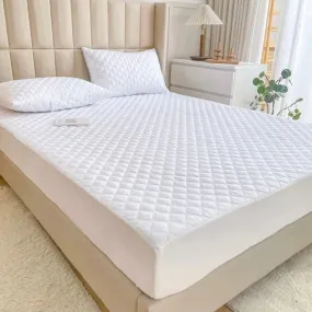 Cotton Quilted Waterproof Mattress Cover - White