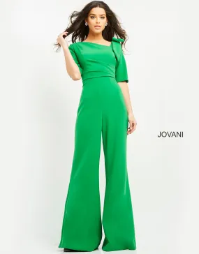 Crepe Mid-Sleeve Bow Jumpsuit by Jovani 04284