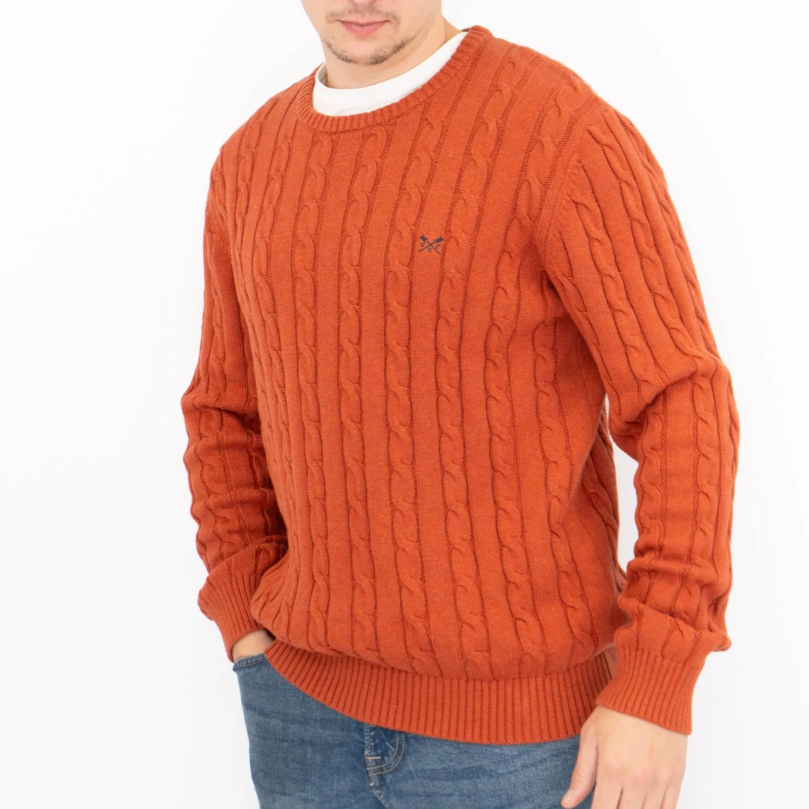 Crew Clothing Mens Oarsmen Midweight Cable Knit Jumper