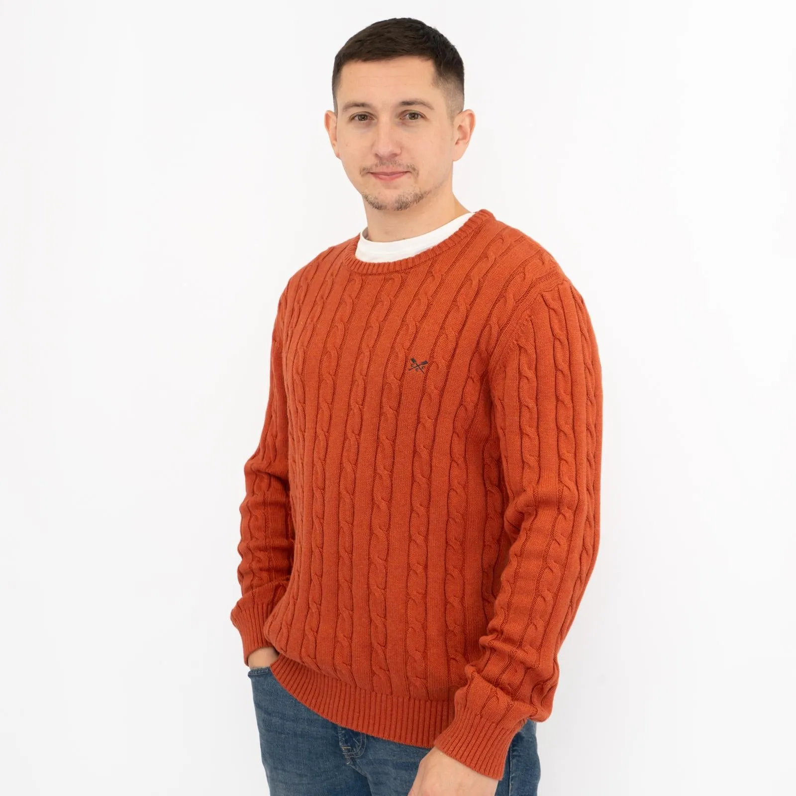 Crew Clothing Mens Oarsmen Midweight Cable Knit Jumper