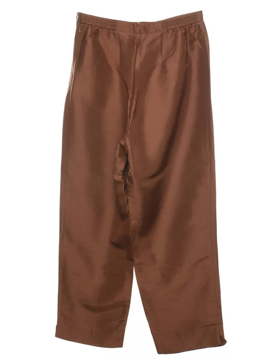 Dark Brown High Waist Trousers - W26 L26