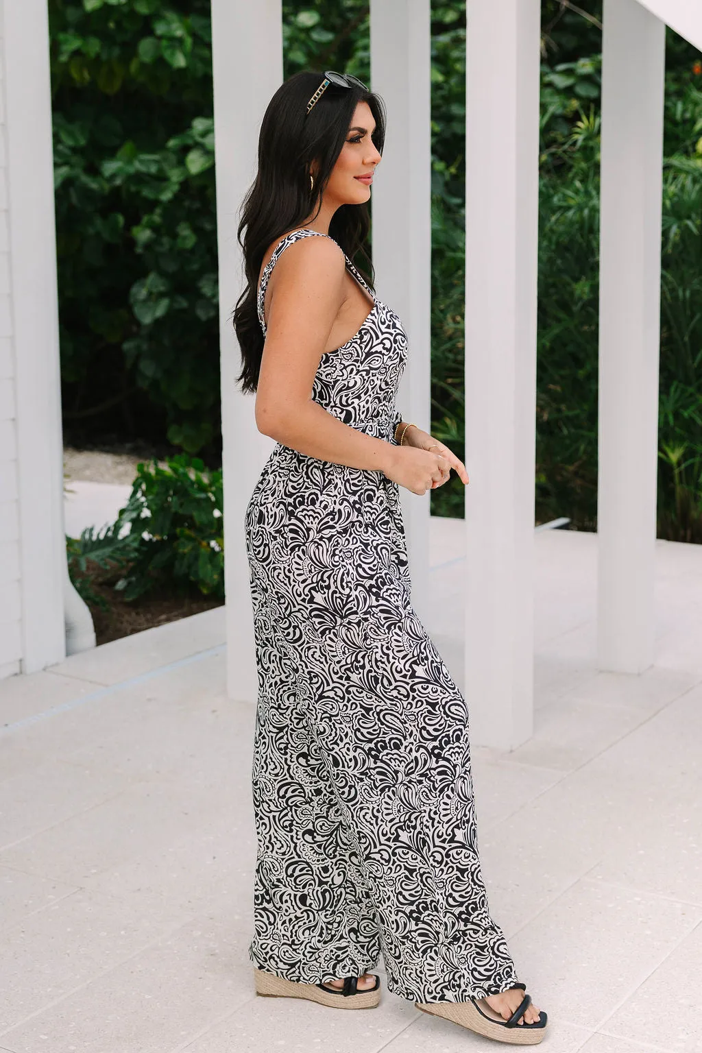 Daydreaming Of You Black and White Printed Jumpsuit FINAL SALE