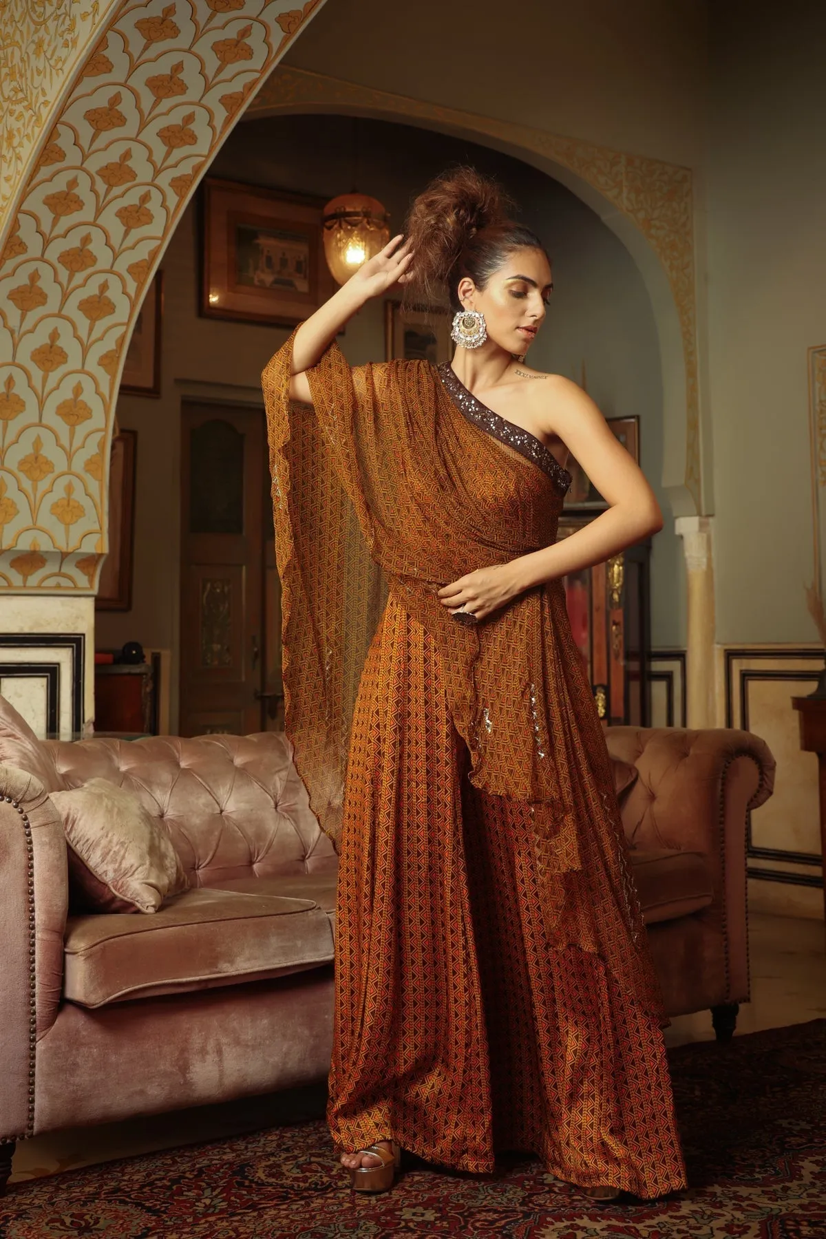 Dilruba trevron dhaani  toga jumpsuit