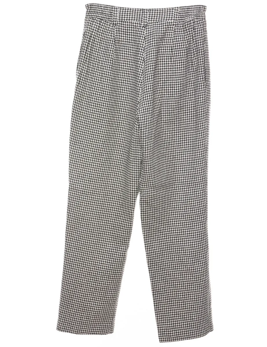 Dogtooth Design Black & White Tapered Trousers - W26 L27