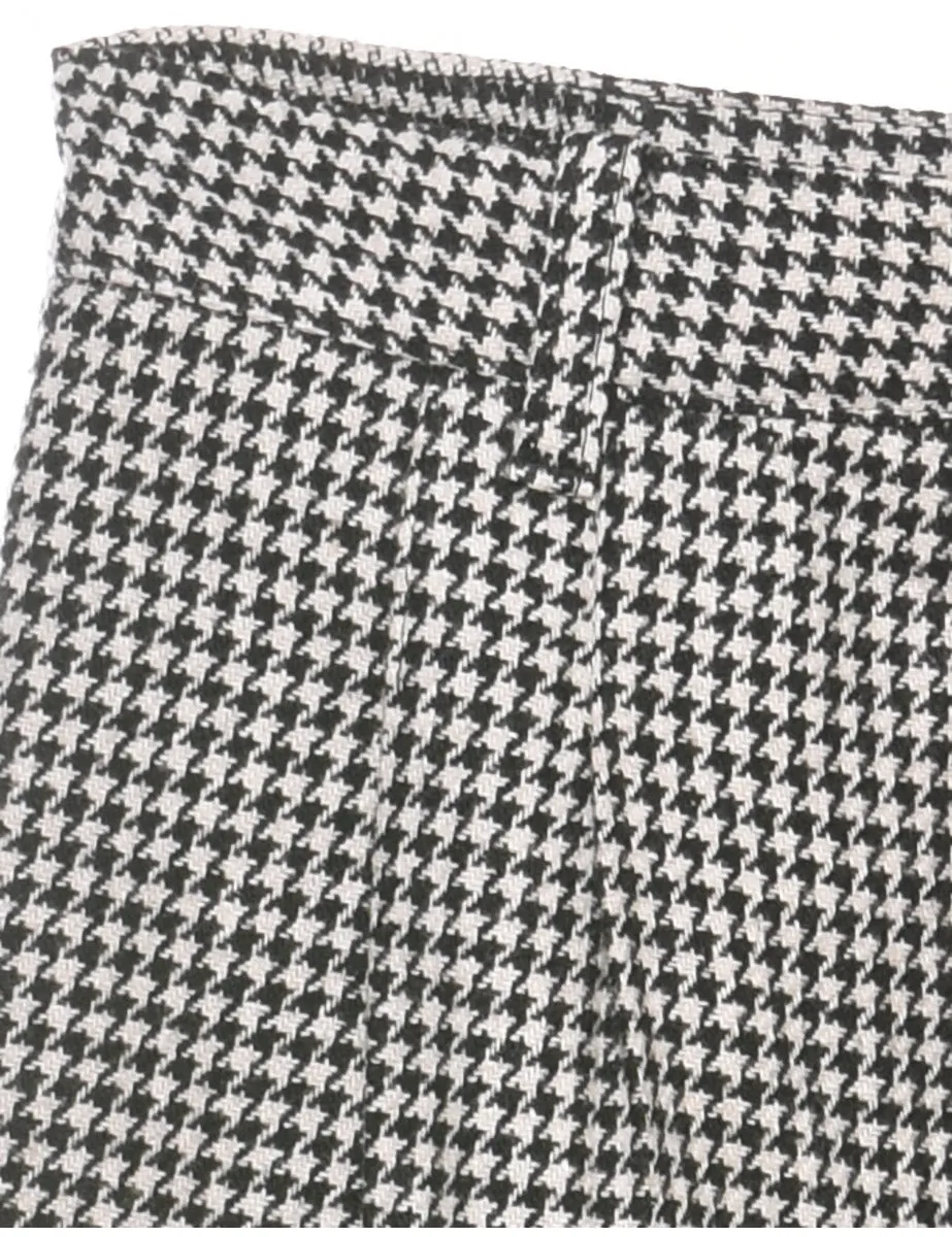 Dogtooth Design Black & White Tapered Trousers - W26 L27