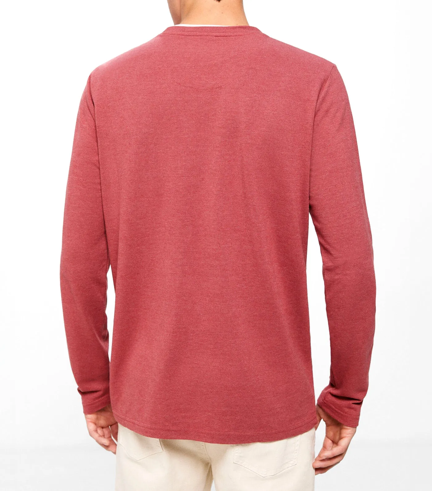 Double Melange Long Sleeve T-Shirt Red