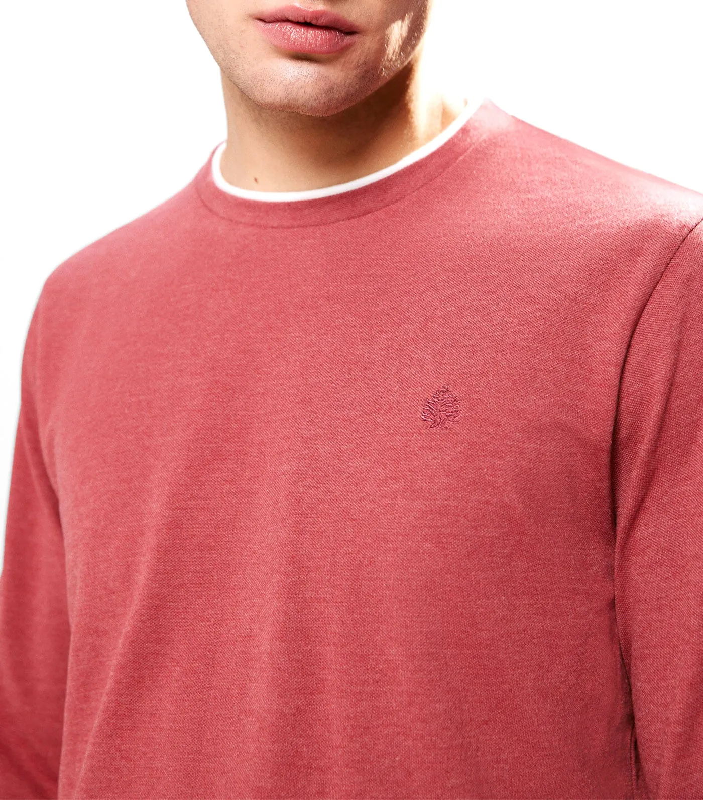 Double Melange Long Sleeve T-Shirt Red