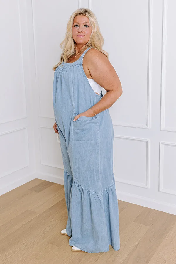 Downtown Nashville Denim Wide Leg Jumpsuit Curves