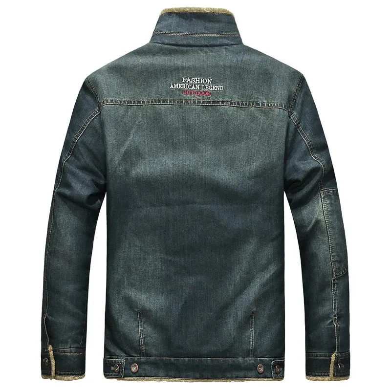 Edgy Denim Rugged Sherpa Winter Jacket for Men