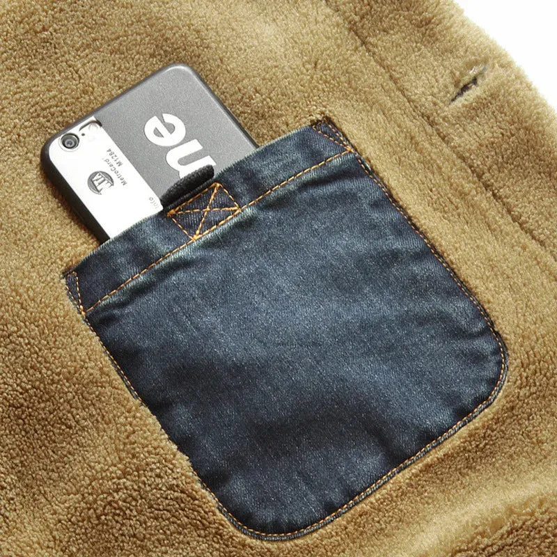 Edgy Denim Rugged Sherpa Winter Jacket for Men