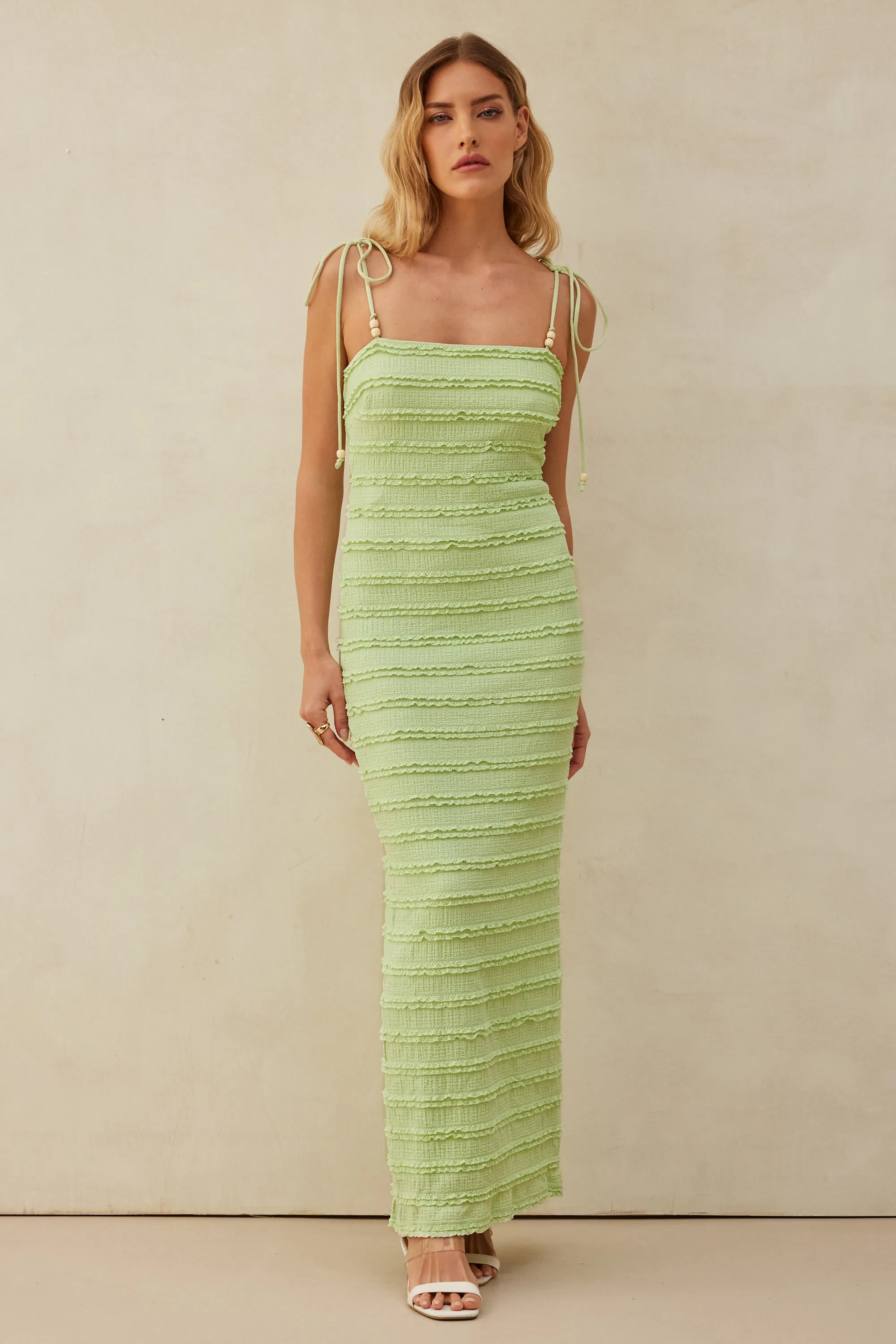 Edie Frill Midi Dress Sage