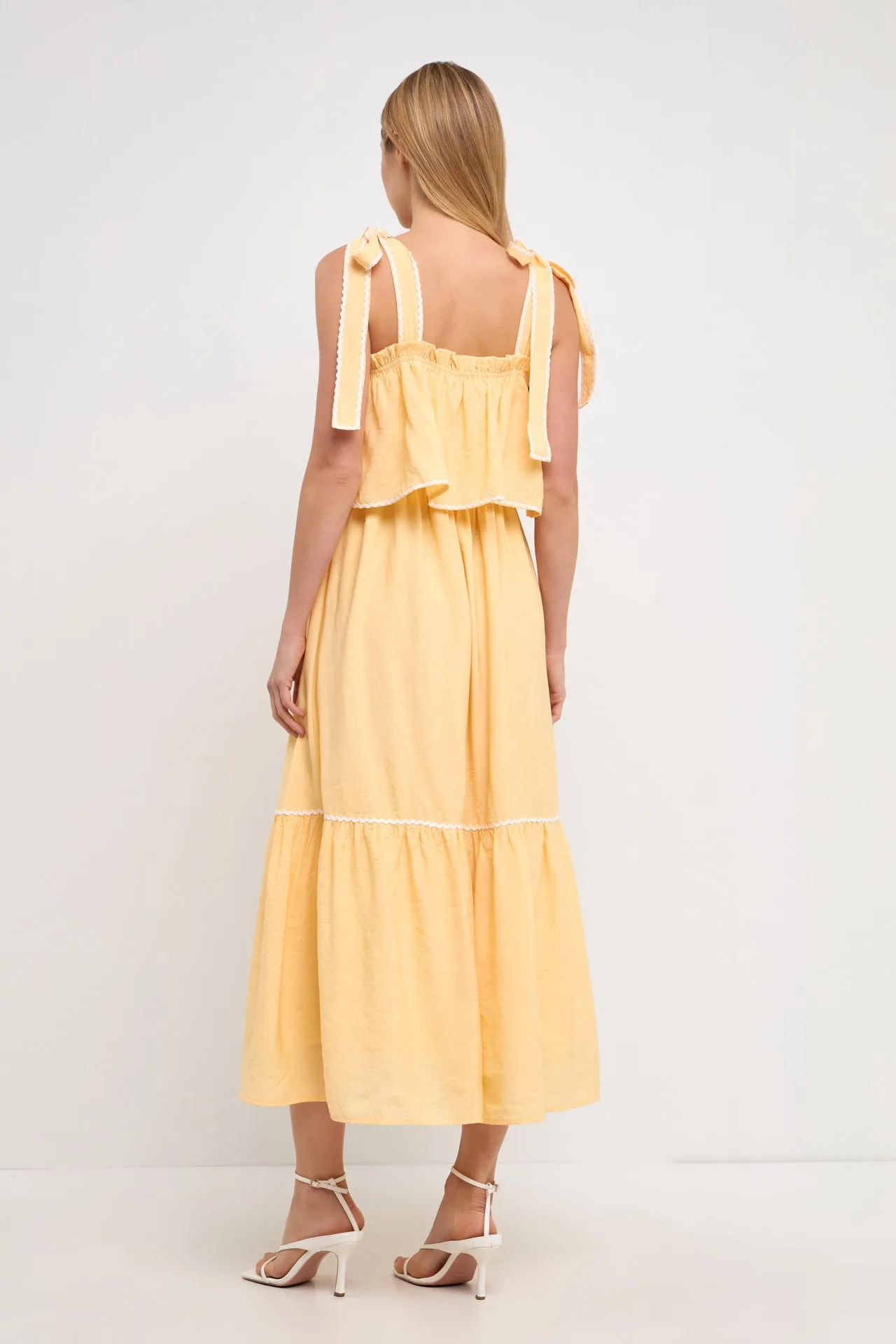 English Factory - Midi Dress with Tied Shoulder Strap