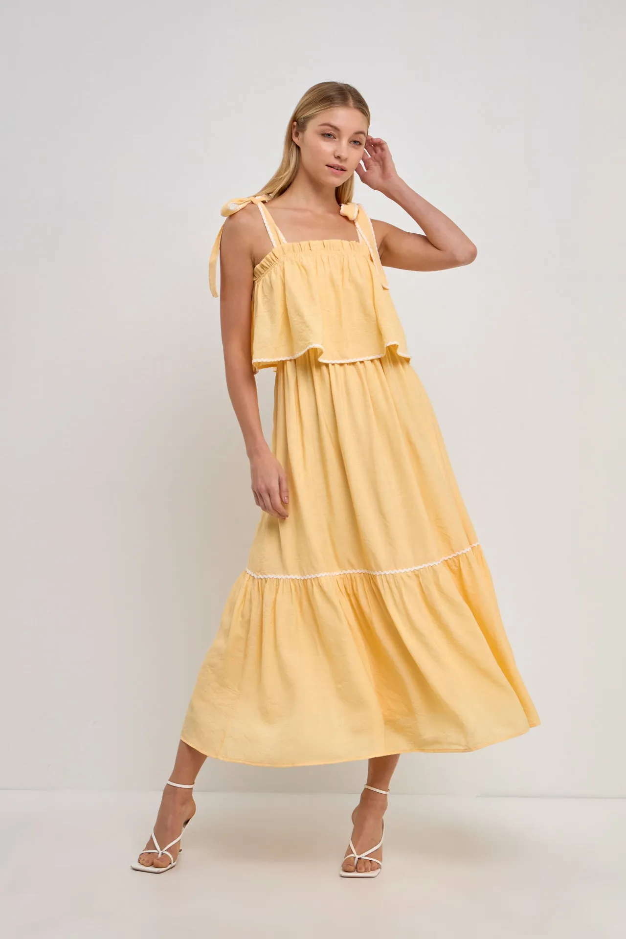 English Factory - Midi Dress with Tied Shoulder Strap